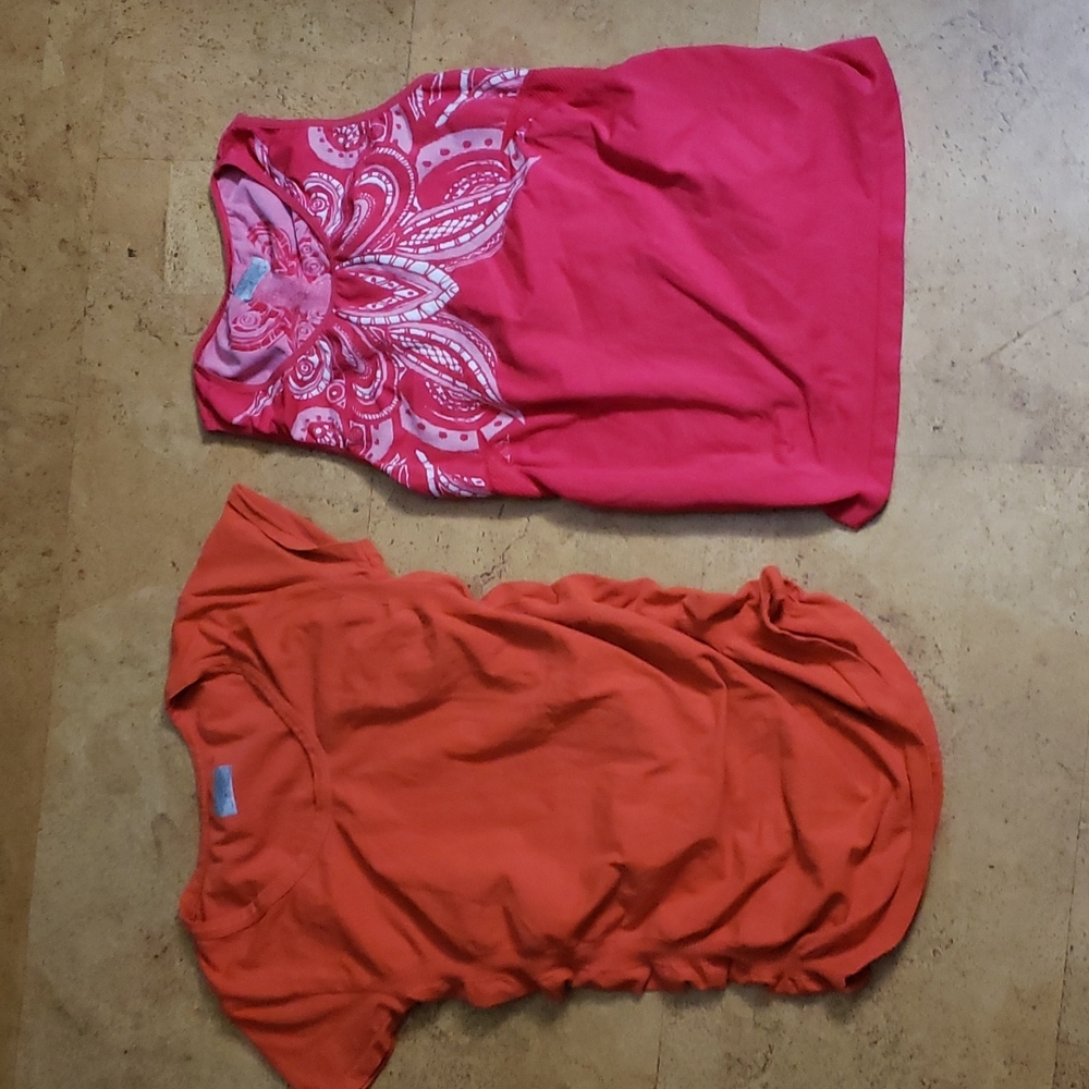 2 Athleta Bundle Shirt Orange L and Pink Tank Top L Woman's